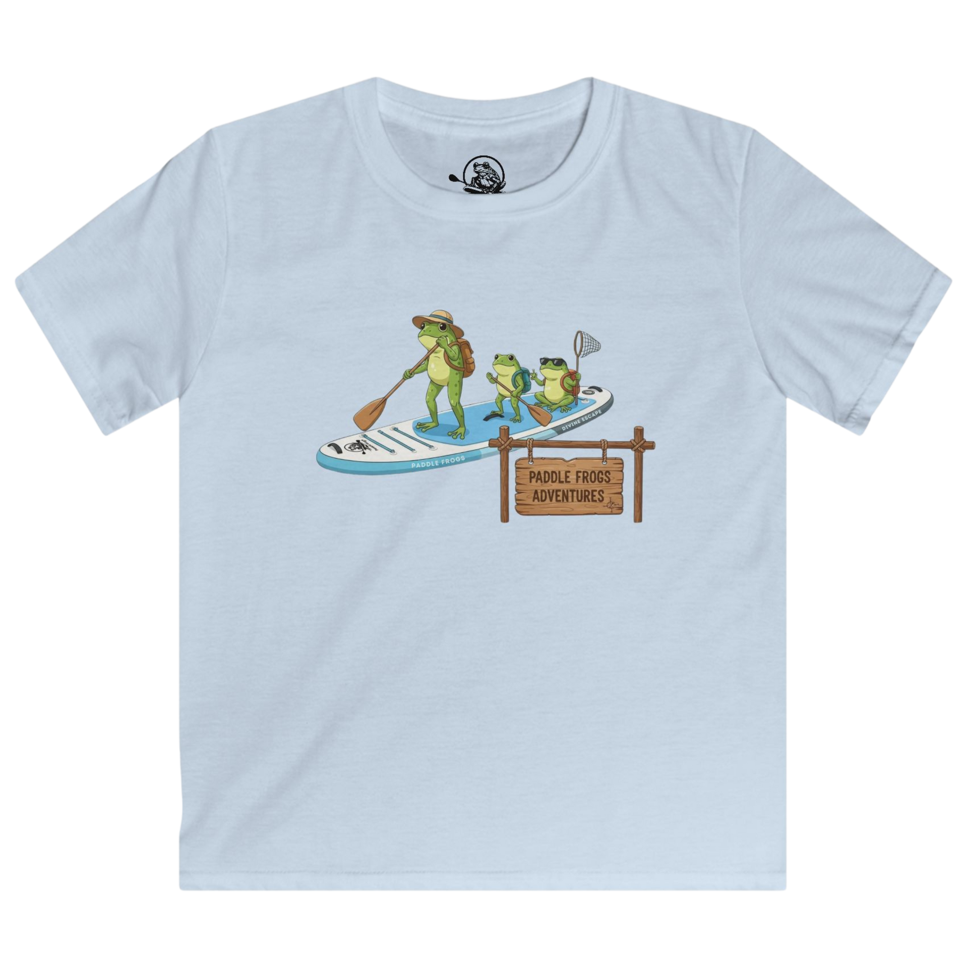 Divine Escape  Adventure Tee - Paddle Frogs™ Kids light blue on a transparent background