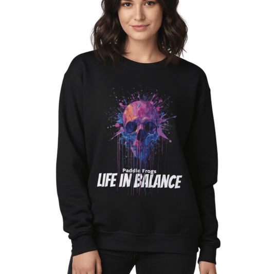 Drip Paint Skull | Crewneck Sweatshirt black on a transparent background