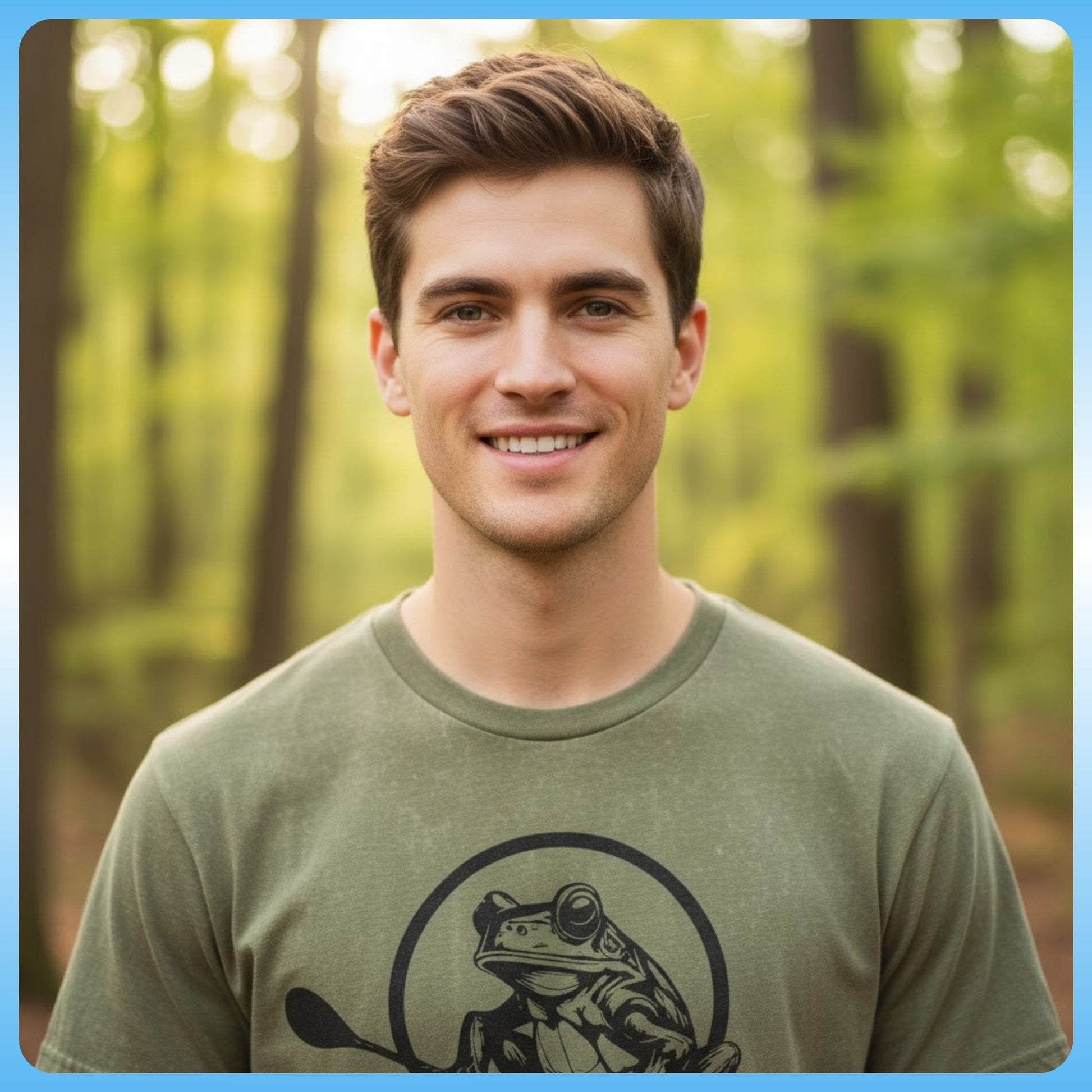 Earthy Tee | Soft style 100% Cotton  T-Shirt - Paddle Frogs - Faded Army Green