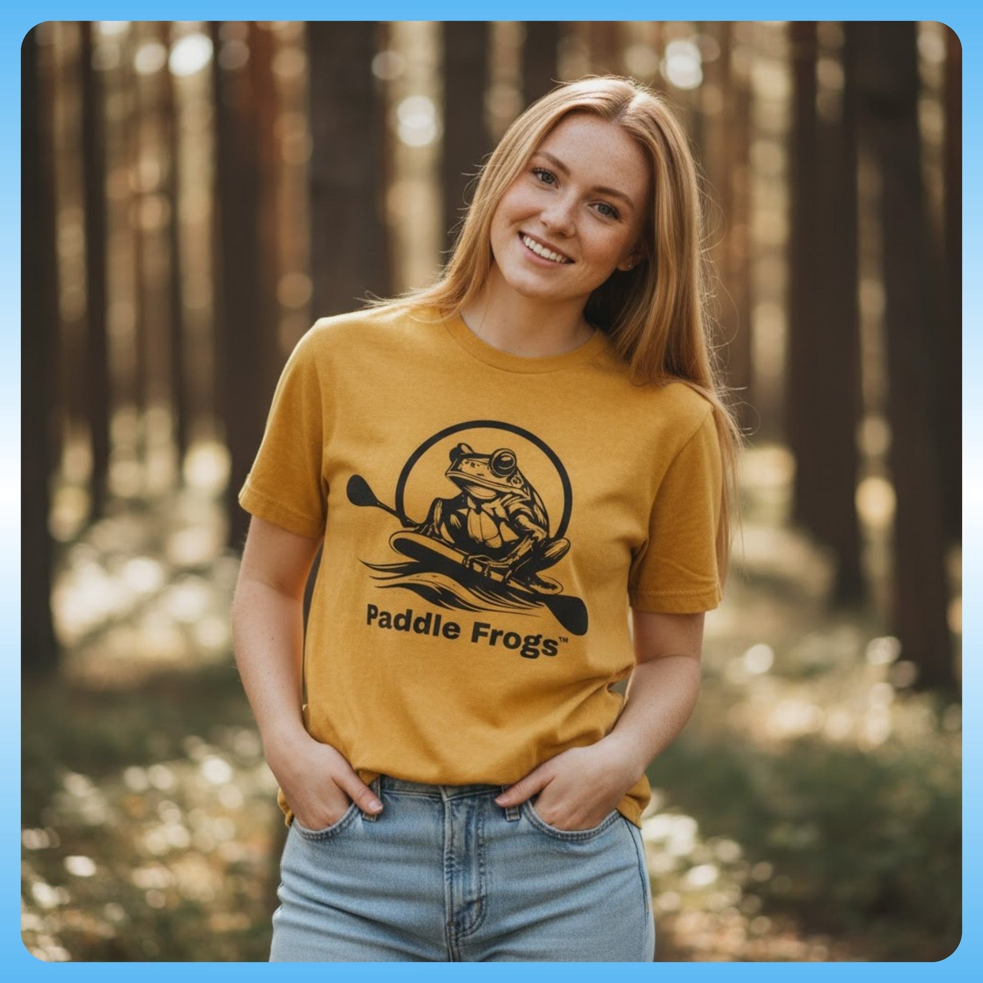 Earthy Tee | Soft style 100% Cotton  T-Shirt - Paddle Frogs - Faded Mustard Yellow