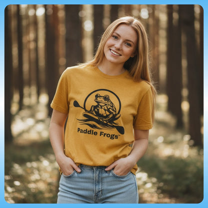 Earthy Tee | Soft style 100% Cotton  T-Shirt - Paddle Frogs - Faded Mustard Yellow