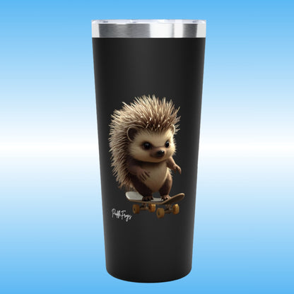 Edge | Paddle Frogs | Black tumbler with Edge the hedgehog design on a blue background