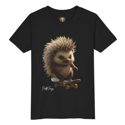 Edge the Hedgehog - Black Youth Skateboard T-Shirt | Paddle Frogs Kids