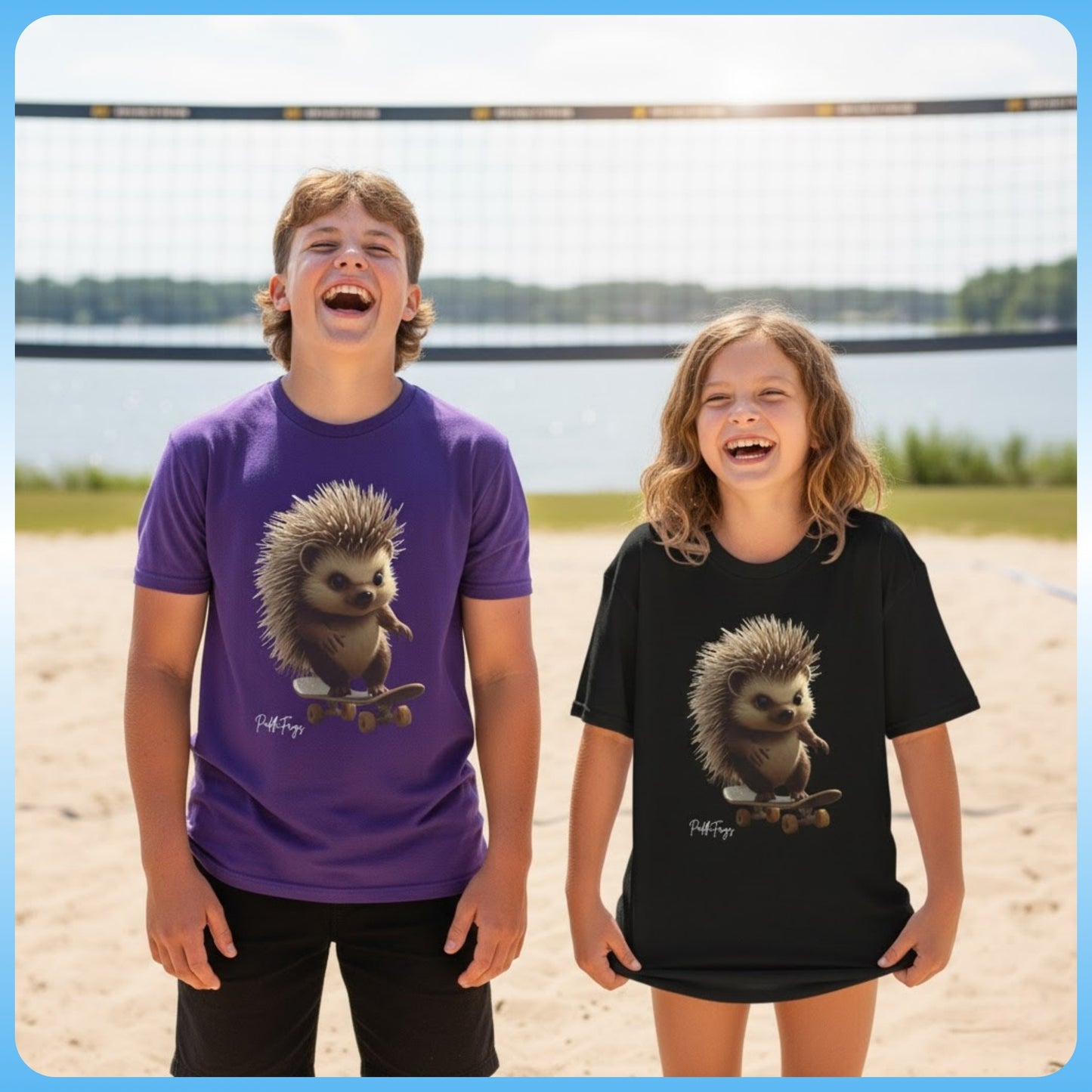 Edge the Hedgehog | Youth Skateboard T-Shirt Billy has her shirt on and she his at the volleyball court