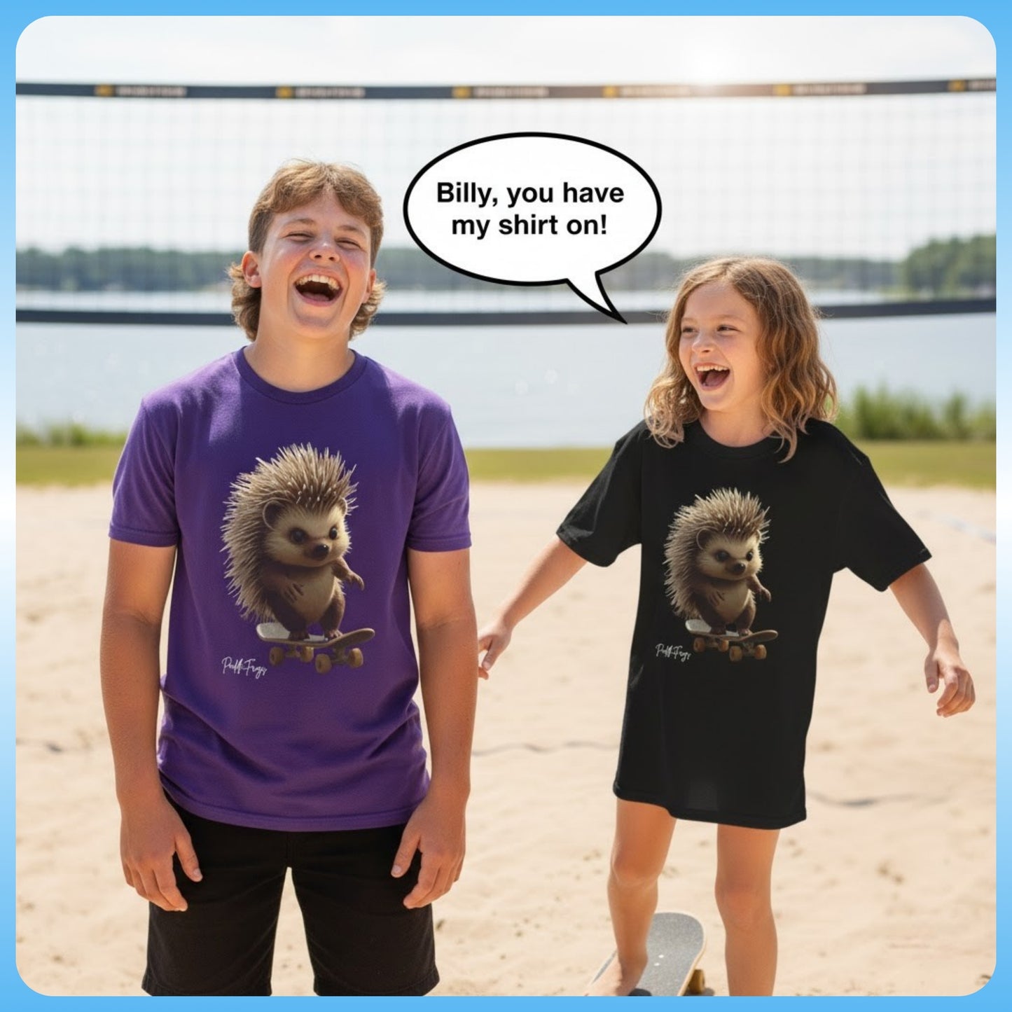 Edge the Hedgehog | Youth Skateboard T-Shirt Billy you have my shirt on exclaims the girl