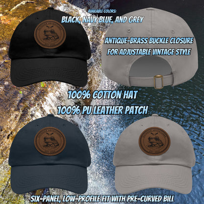 Est. 2024 Outdoor Adventures Patch hat Paddle Frogs™ with an Antique-brass buckle closure for adjustable vintage style
