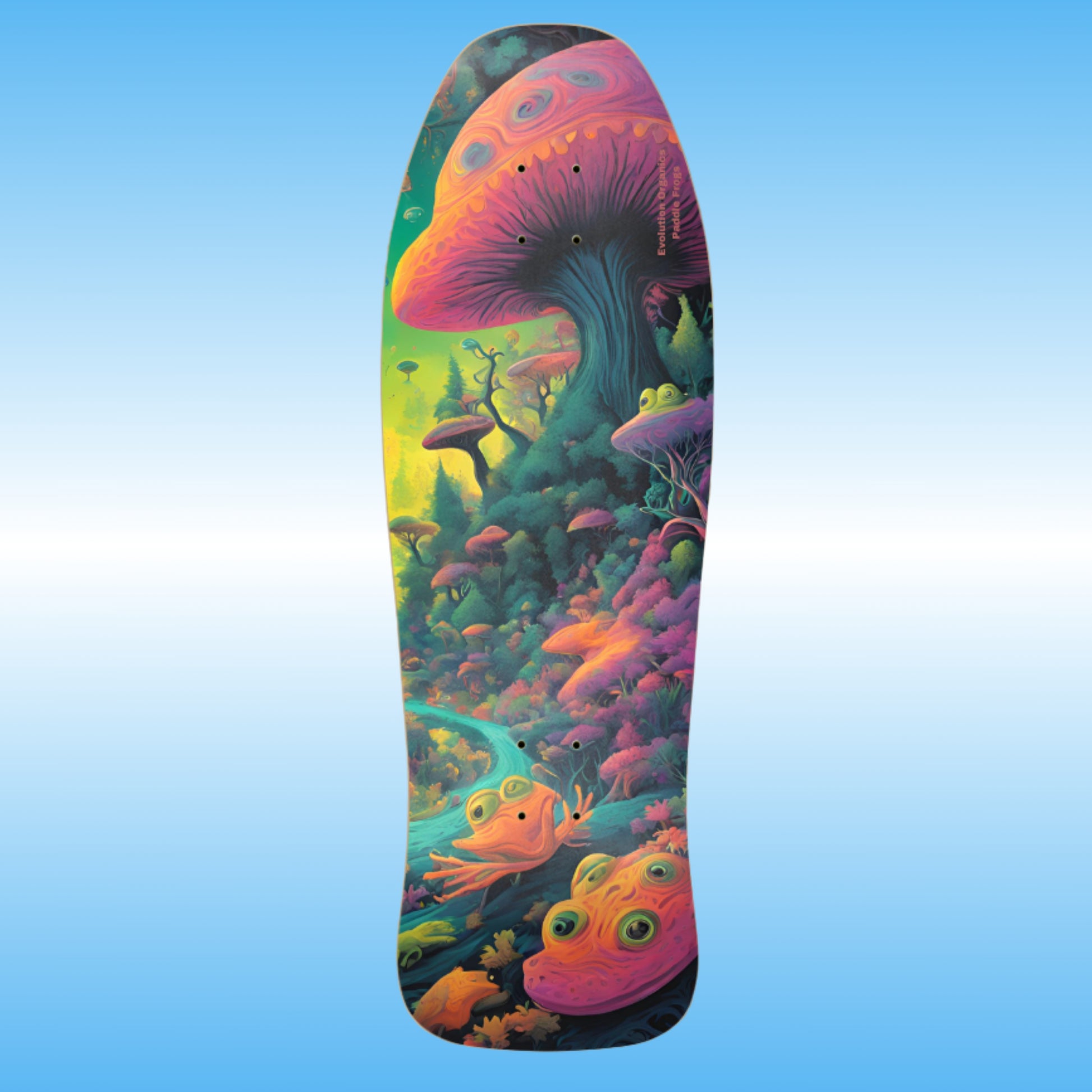 Evolution Organics | Paddle Frogs Pro street Deck  | Professional skateboard deck by Paddle Frogs | Bottom of the Classic old-school Shredder skater shape  PF