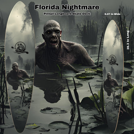 Florida Nightmare Alligators in the water Pintail Skateboard Deck