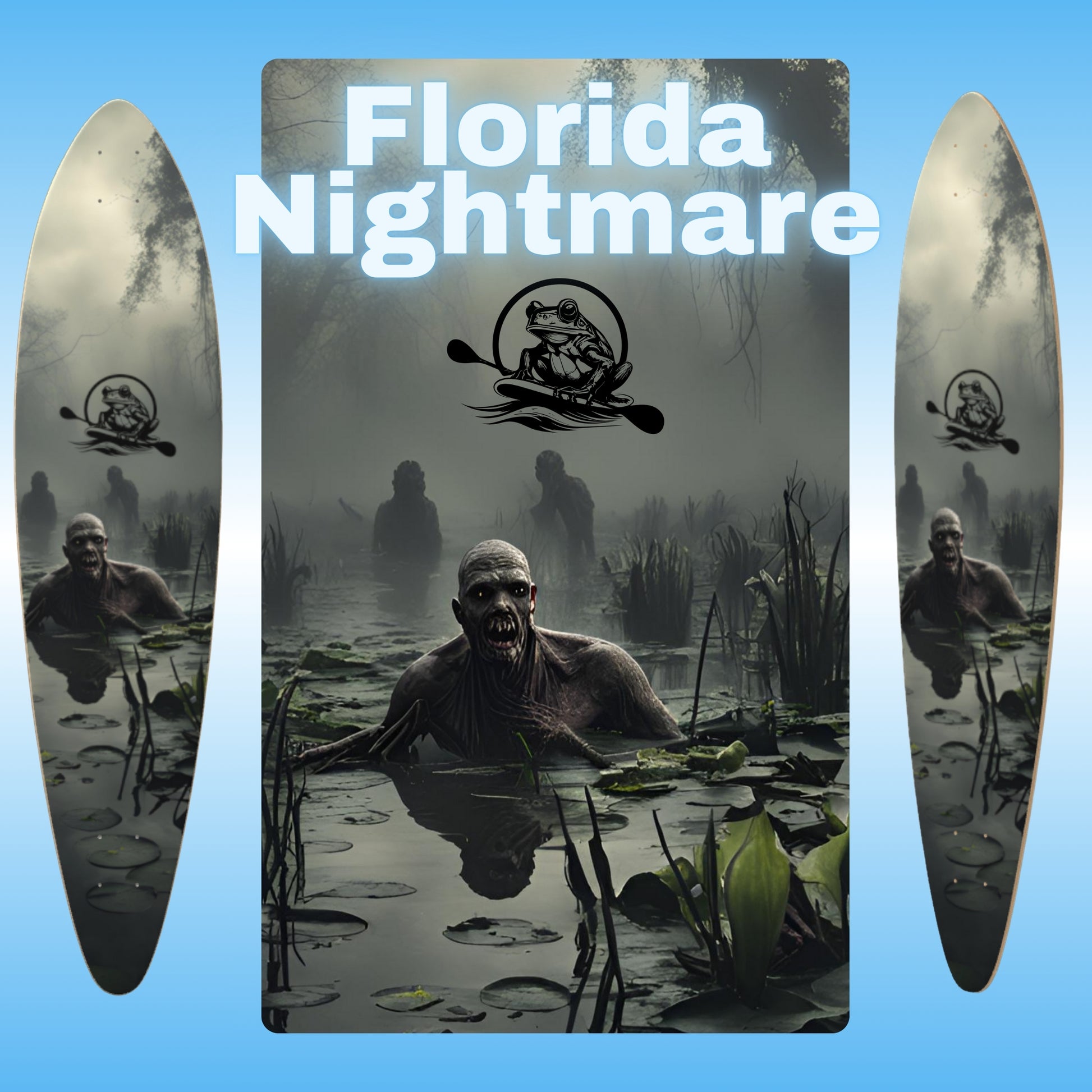 Florida Nightmare pintail longboard skateboard deck by Paddle Frogs skate shop