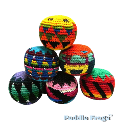Colorful foot bags hacky sack balls on a transparent background