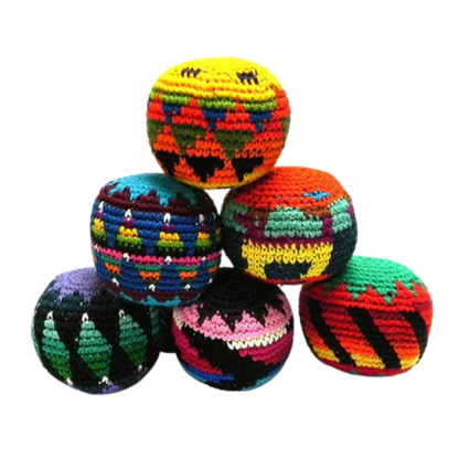 Colorful foot bags hacky sack balls on a transparent background