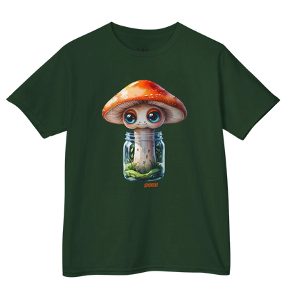 Forest Green | Sporeli - Youth Tee  - Paddle Frogs Outdoor Gear Kids  mushroom in a jar character