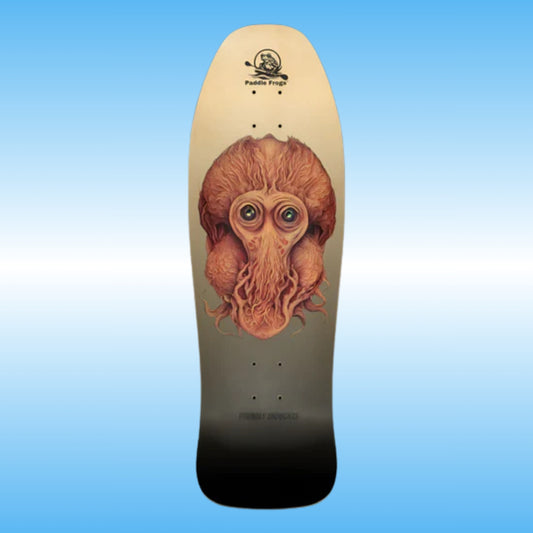 Friendly Thoughts retro classic thrasher skateboard deck by Paddle Frogs | character creature Artwork 