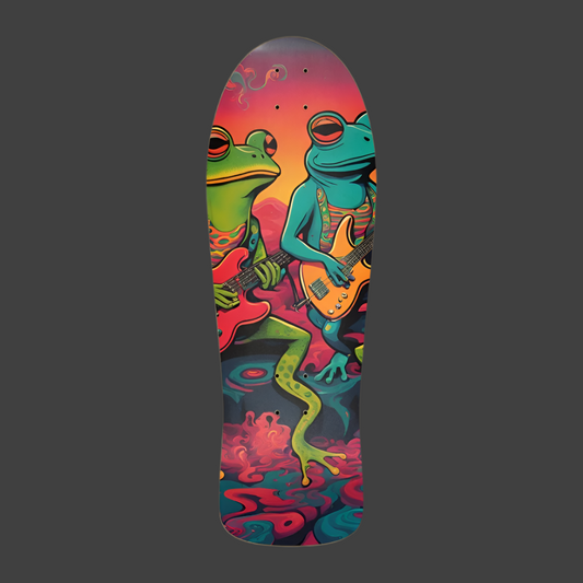 Frog Jam Classic Old-School Skateboard Deck by Paddle Frogs Crafted from 7-ply pure Canadian Maple, the Frog Jam deck measures 10.25 x 30 inches