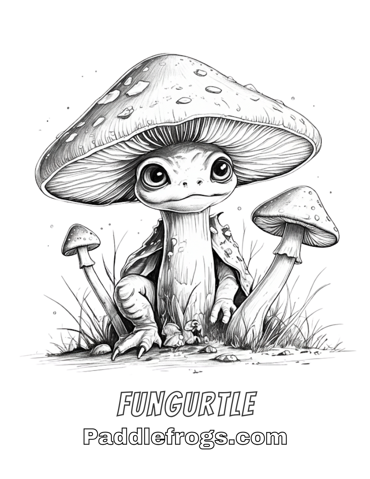 Fungurtle coloring sheet for kids by Paddle Frogs