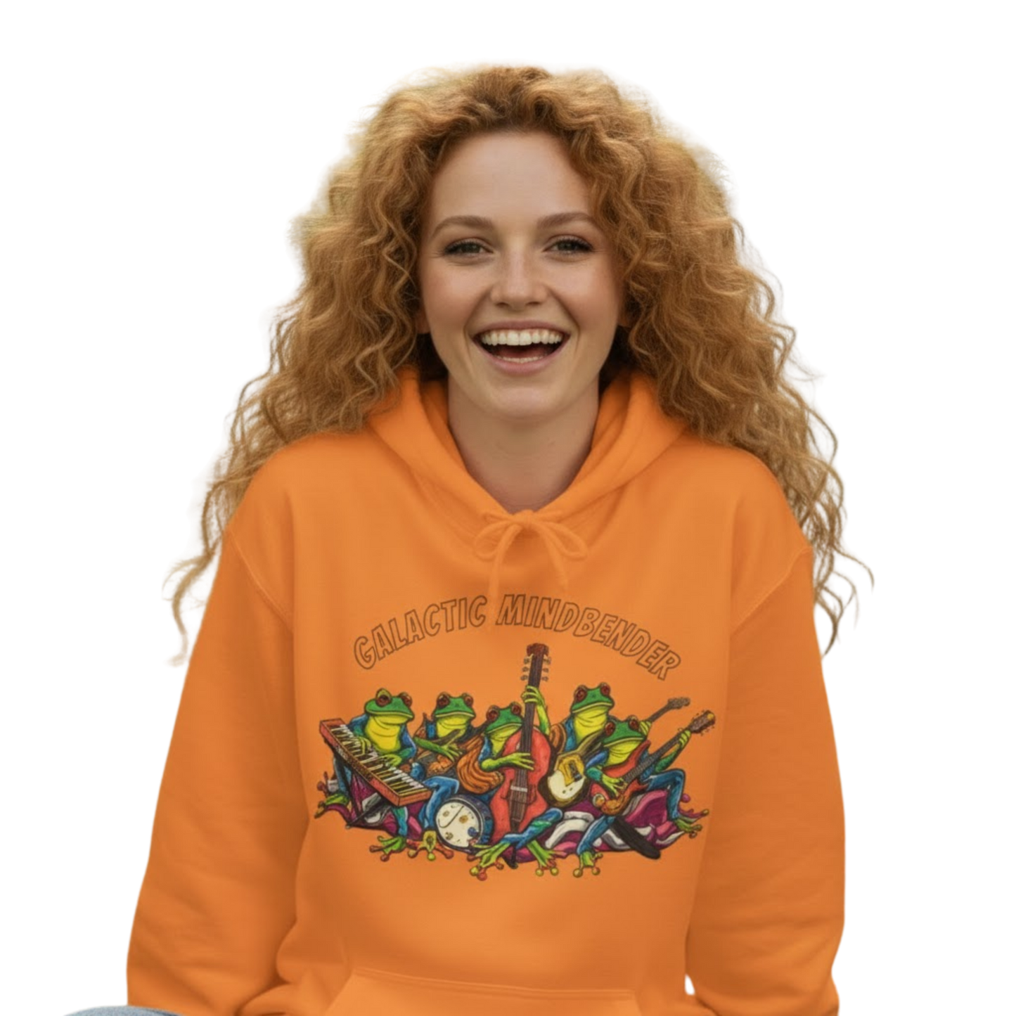 Galactic Mindbender | Fleece Hoodie | 3 Colors Orange on a transparent background