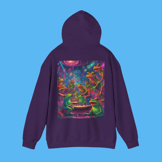 Galactic Mindbender Paddle Frogs in Purple Hooded Jacket with Pockets Logo on the front