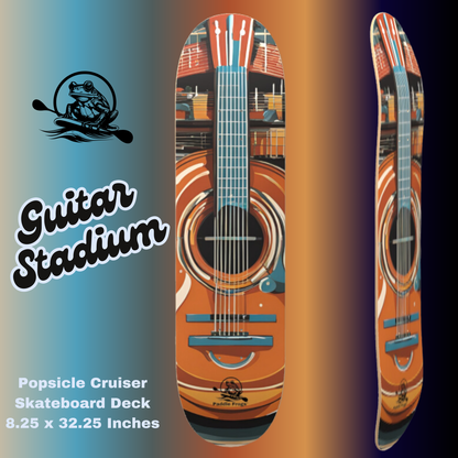 Guitar Stadium popsicle cruiser skateboard deck by Paddle Frogs