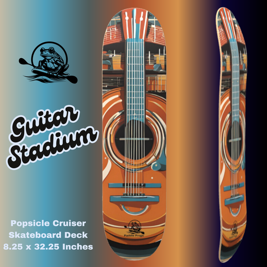 Guitar Stadium popsicle cruiser skateboard deck by Paddle Frogs