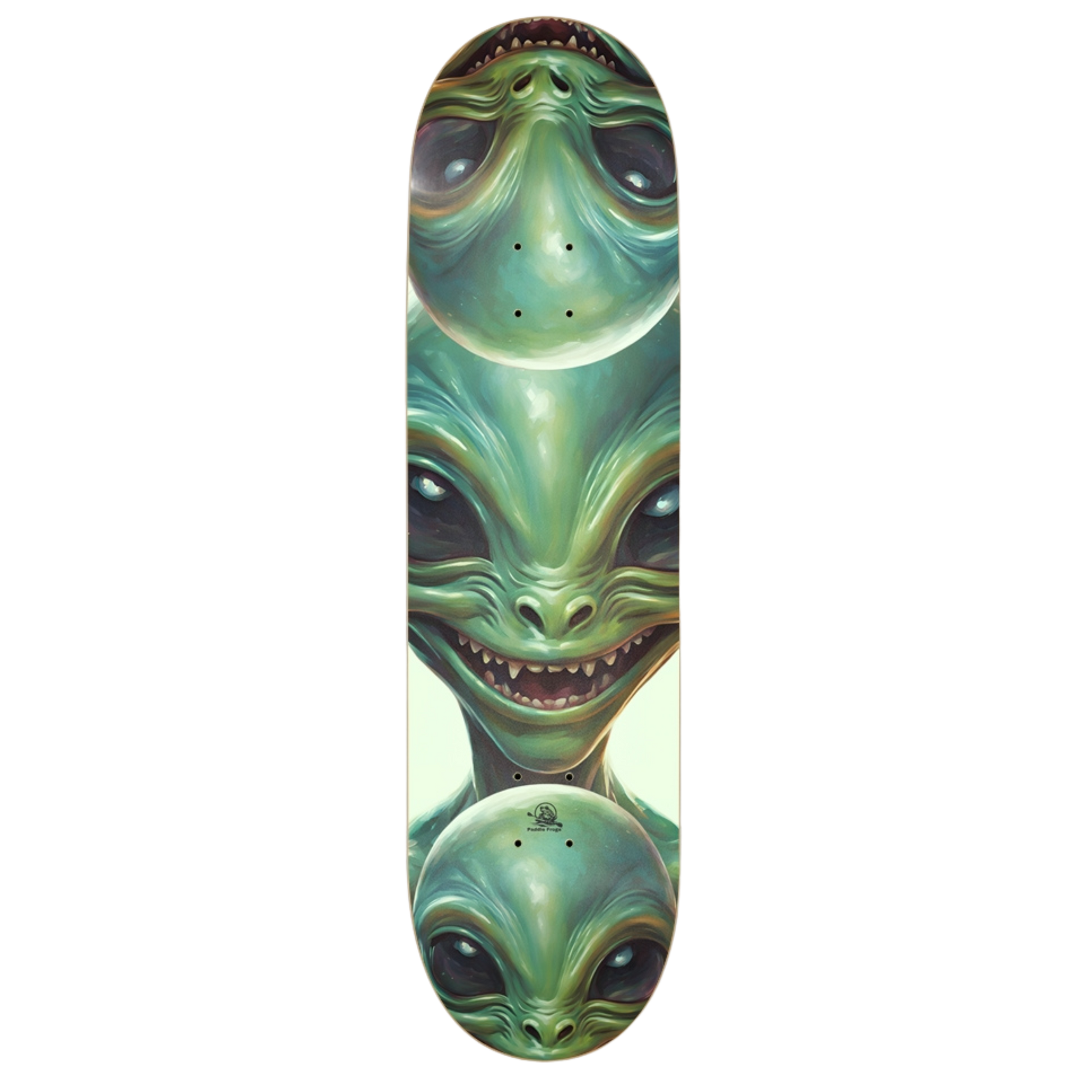 Happy Alien | 8.75 Glow in the dark skateboard by Paddle Frogs™