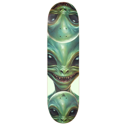 Happy Alien | 8.75 Glow in the dark skateboard by Paddle Frogs™