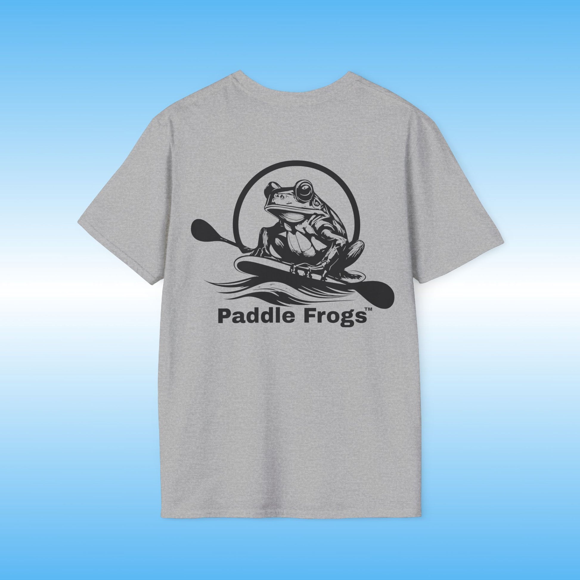 Heather Grey Paddle Frogs t-shirt paddle boarding outdoor gear | Frog stories Tee