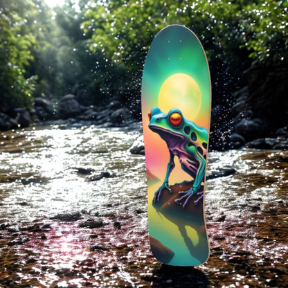 Hot Melt - Makes it to the cool water creek - stay hydrated - Classic Paddle Frogs Skateboard | Colorful skateboard with a frog design by a stream