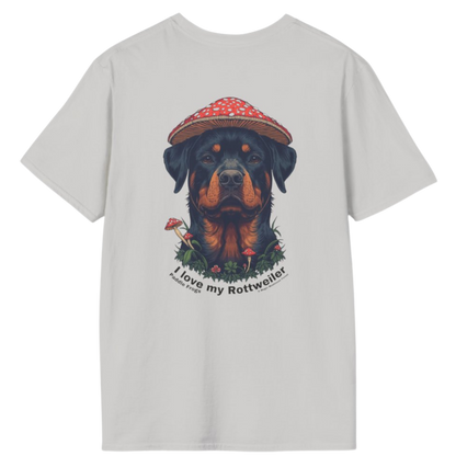Ice Grey color | I love my Rottweiler Paddle Frogs Magic Mushroom Forest Tee