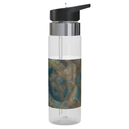 Lady Octopus Clear water bottle with black cap and colorful design inside on a white background