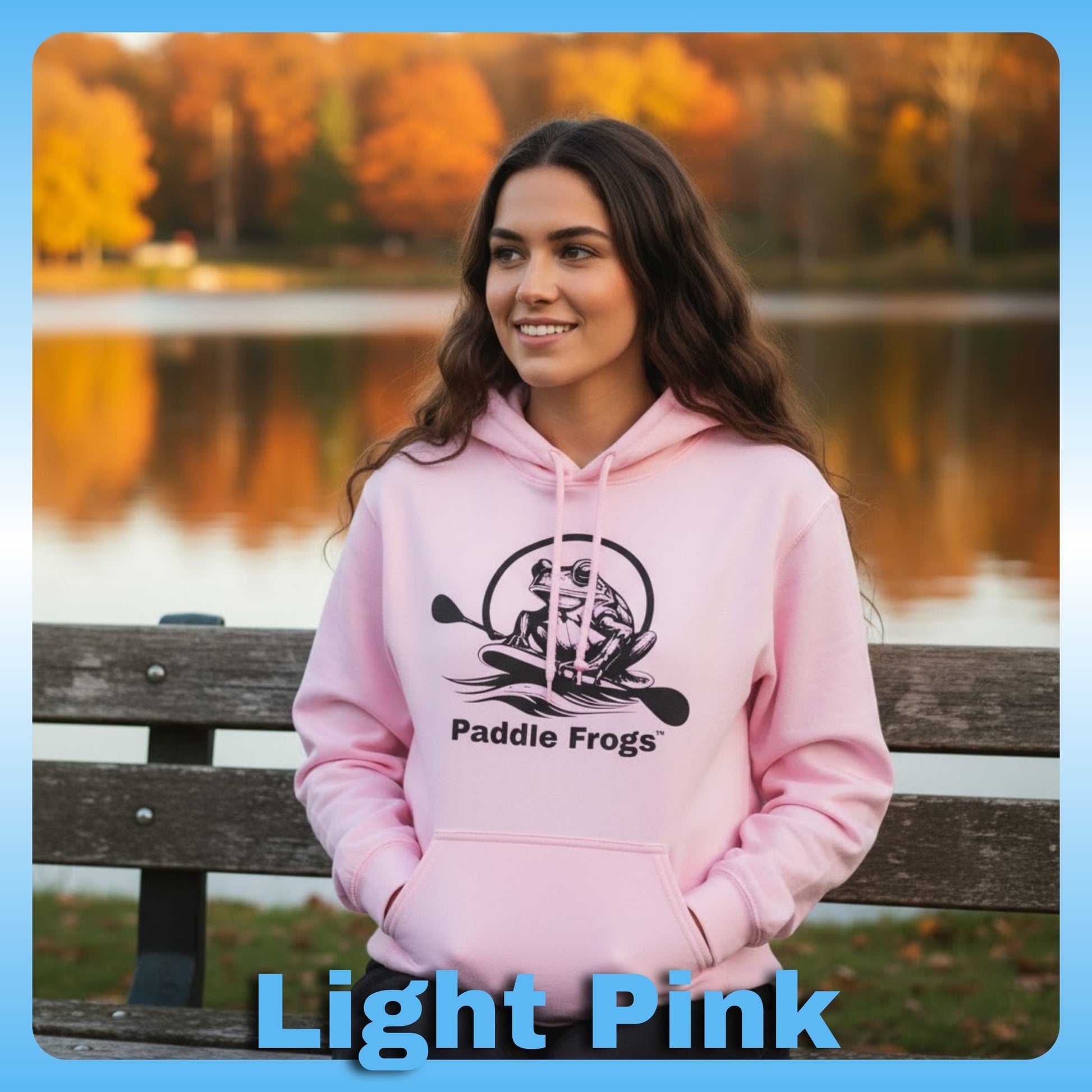 Lady wearing Light Pink | Paddle Frogs™ Soft Fleece Hoodie: Soft Fleece, Wild Soul (12 Colors) 
