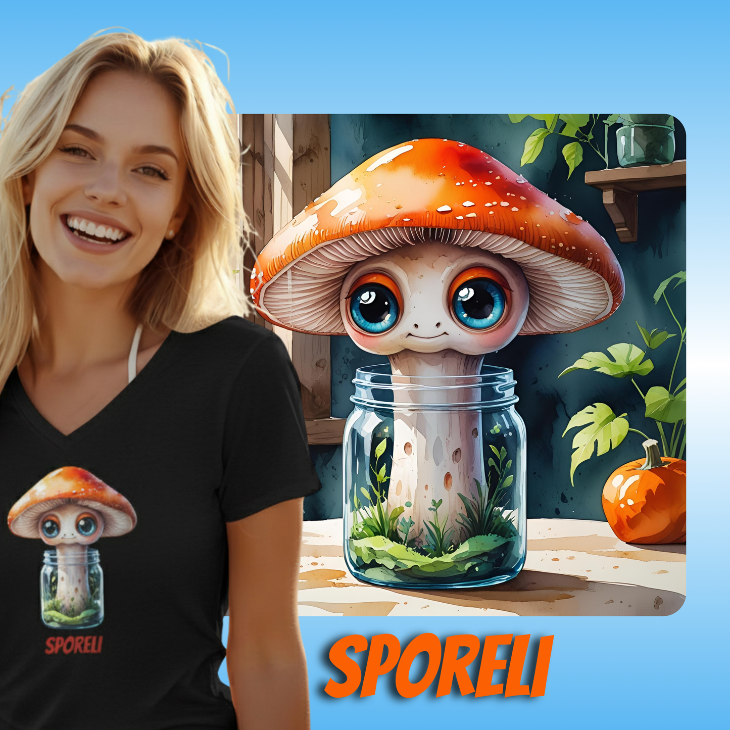 Lady wearing black V-neck Sporeli ladies tee v top  women's T-shirt