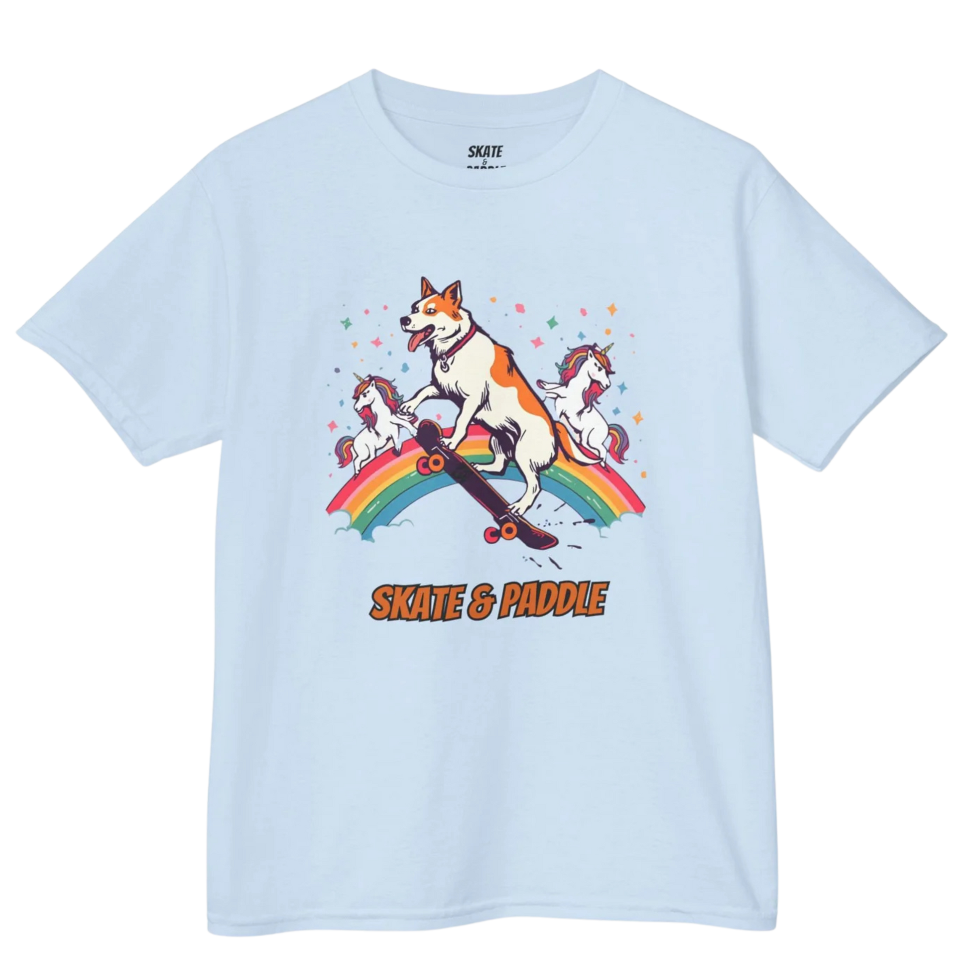 Light Blue | The Dog Who Skated with Unicorns (A Kids' Dream Tee)