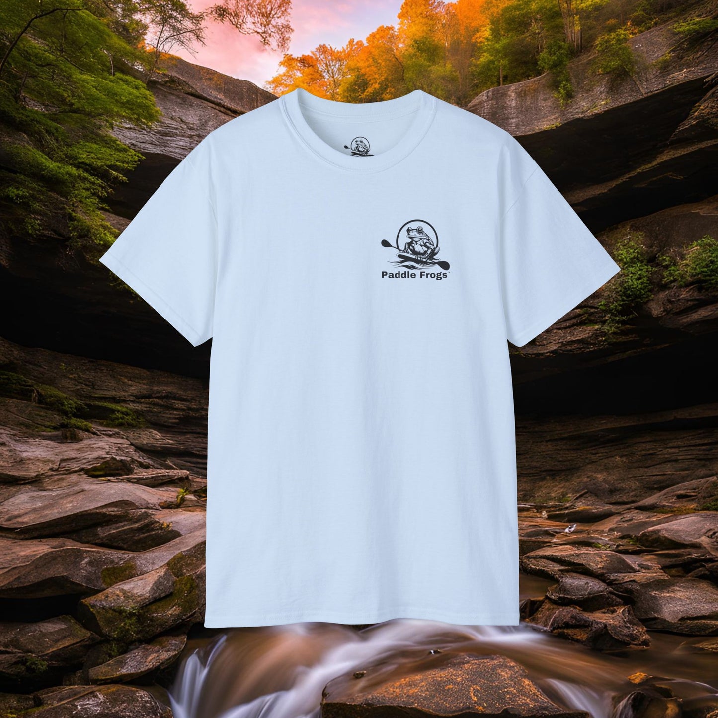 Light Blue Waterfall T-shirt Paddle Frogs Outdoor Gear Tag-less Tennessee family-owned Classic