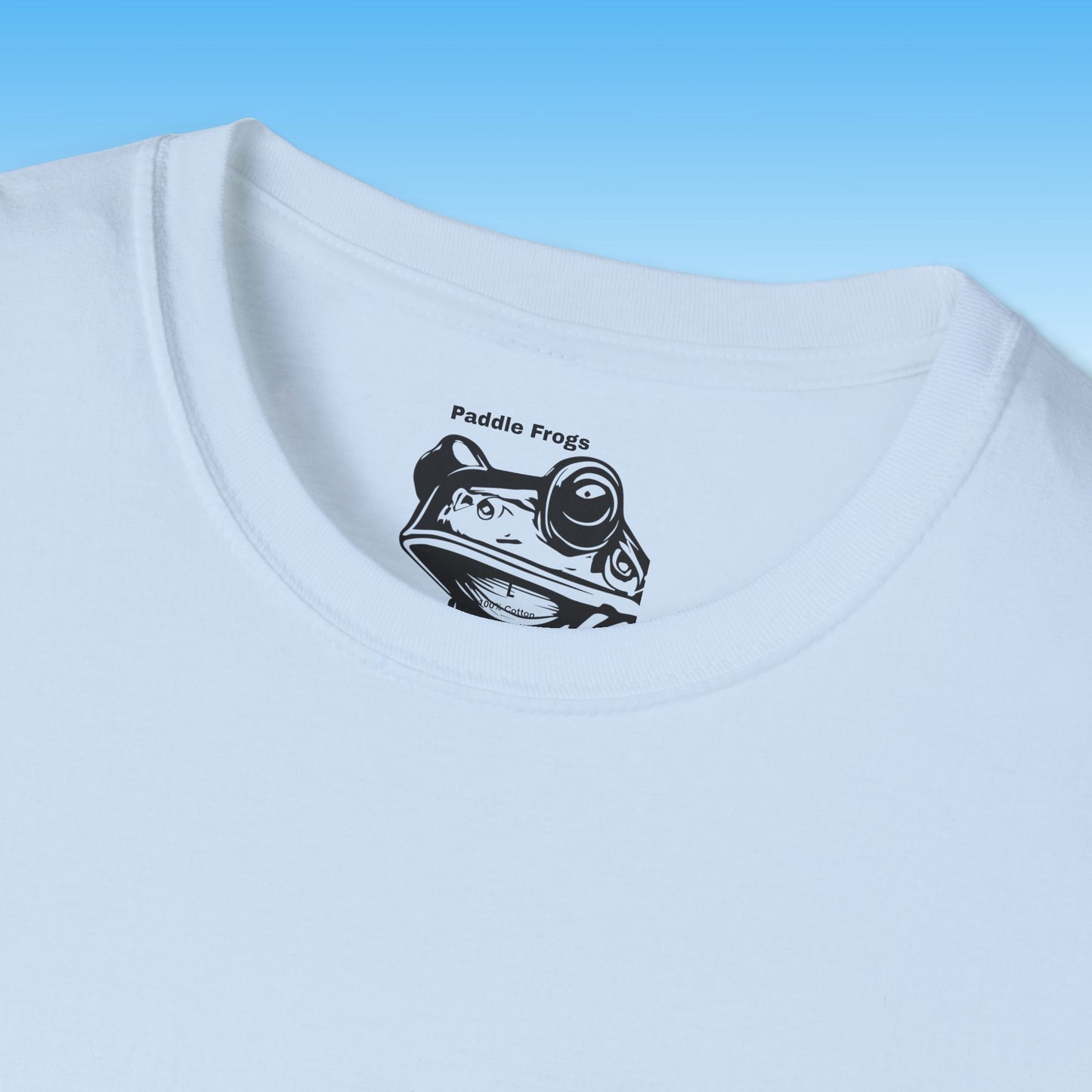 Light blue Paddle Frogs t-shirt paddle boarding outdoor gear | Frog stories Tee