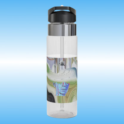 “Lost” – Crystal Clear Water Bottle by Paddle Frogs™  | BPA-Free | Digital Swirls | Unique half face in blue purple colors