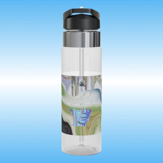 “Lost” – Crystal Clear Water Bottle by Paddle Frogs™  | BPA-Free | Digital Swirls | Unique half face in blue purple colors
