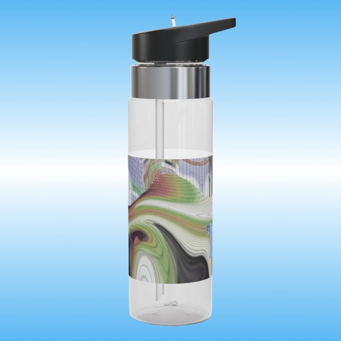 “Lost” – Crystal Clear Water Bottle by Paddle Frogs™  | BPA-Free | Digital Swirls