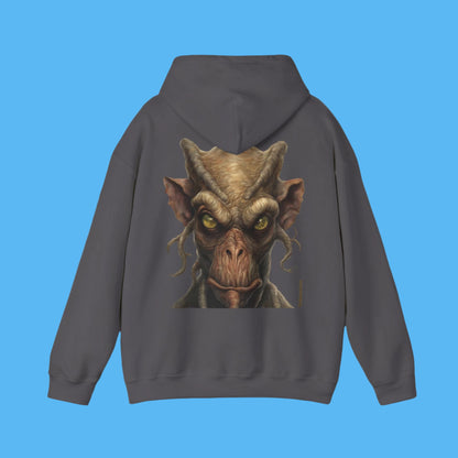 Molphunktzer Hoodie Color Gray and His eyes and face is Looking through YOU.