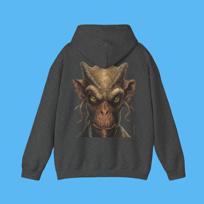 Molphunktzer Hoodie by Paddle Frogs Outdoor Gear in Darkened Heather with Pockets warm Autumn Hooded jacket for Fall season Backside
