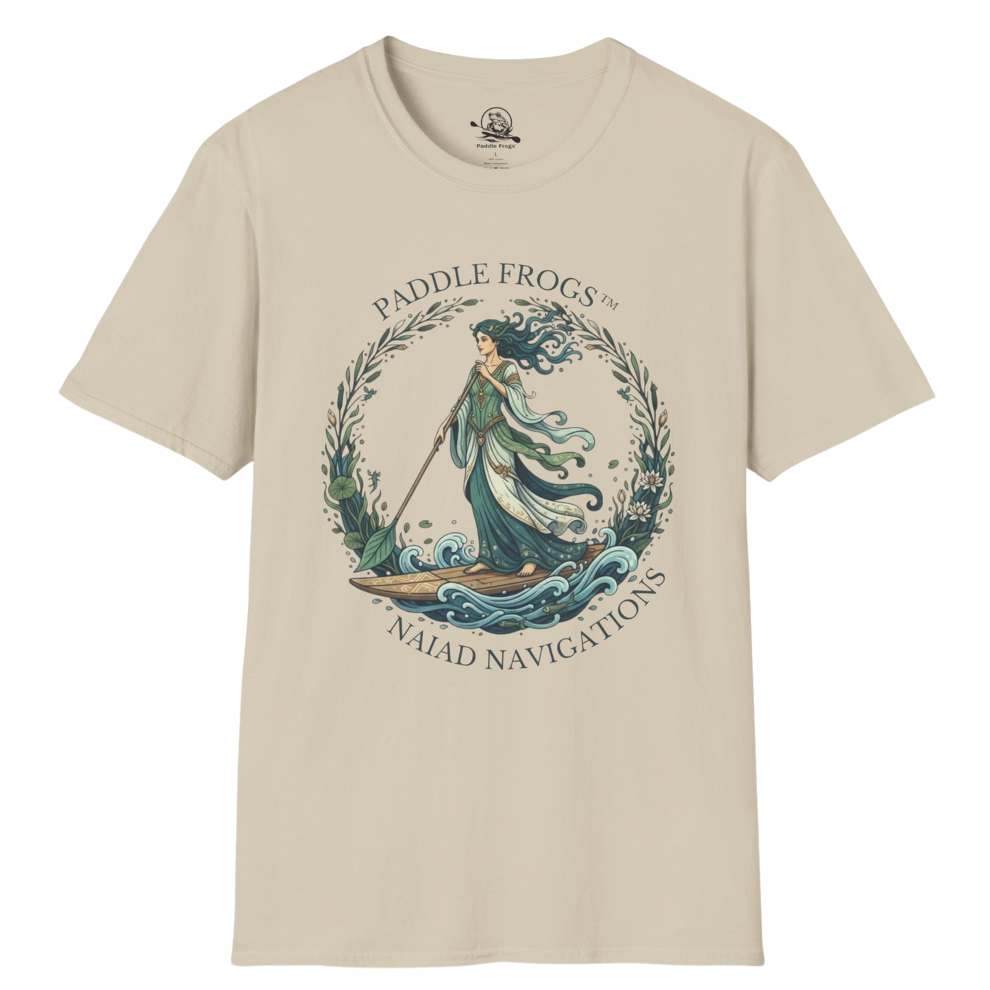 NAIAD NAVIGATIONS | Paddle Frogs: T-shirt Sand Tan paddleboarding tee
