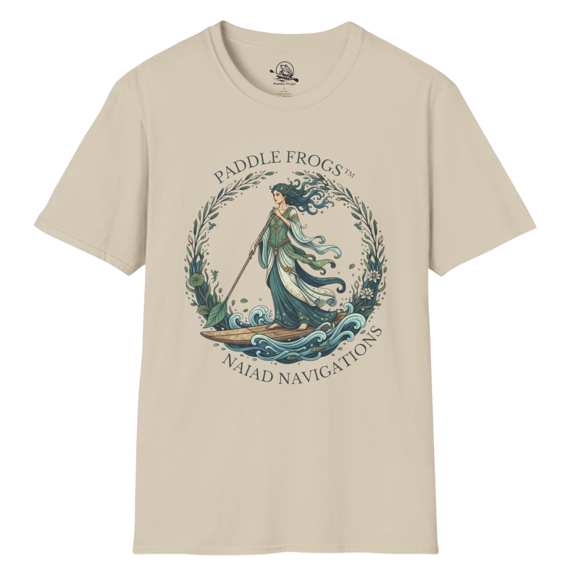 NAIAD NAVIGATIONS | Paddle Frogs: T-shirt Sand Tan paddleboarding tee