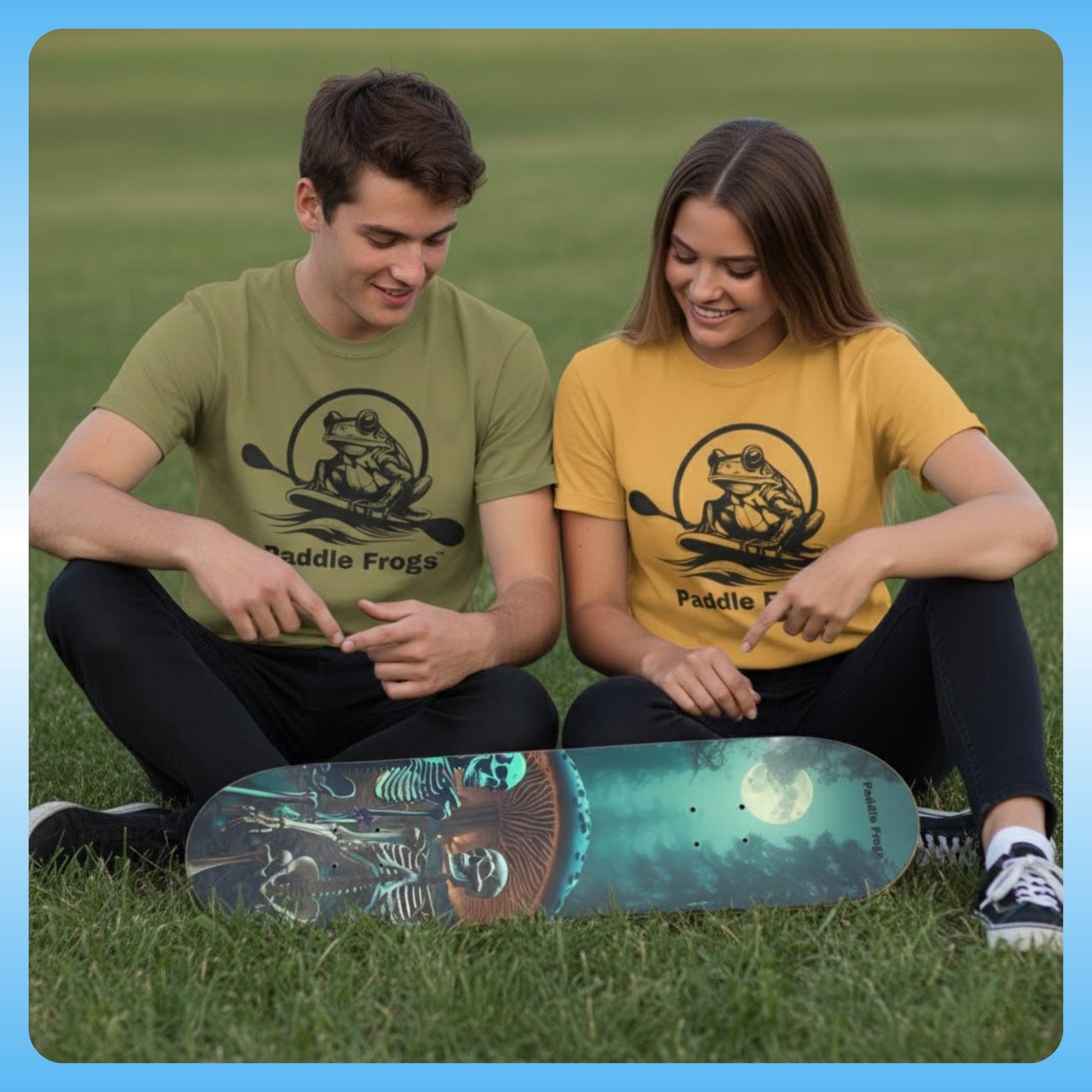 Nighttime Nonsense | 8.5 Glow in the Dark Deck | Paddle Frogs™ Skeleton skateboard