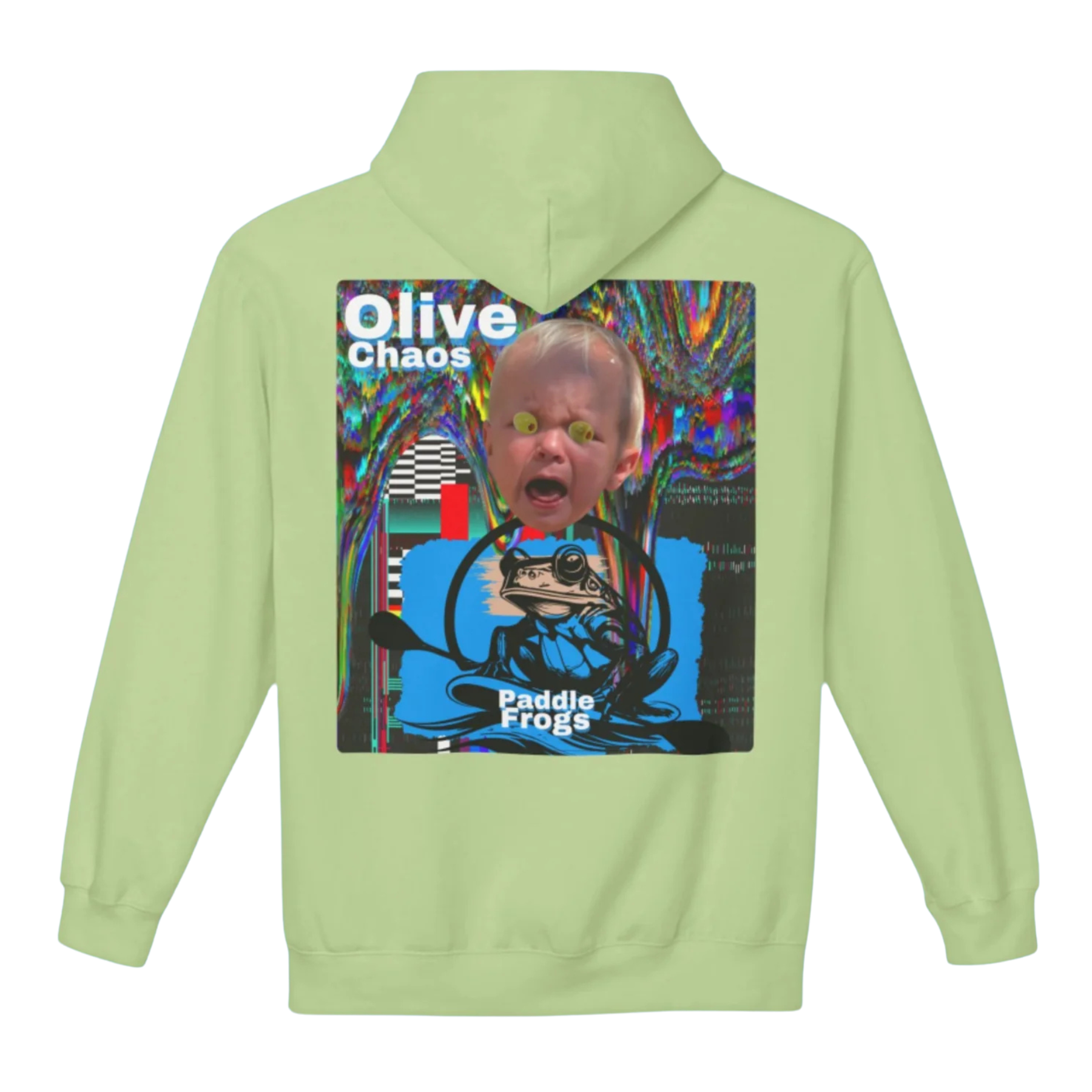 Olive Chaos - Fleece Hoodie by Paddle Frogs - Pistachio green