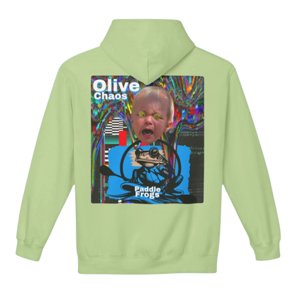 Olive Chaos - Fleece Hoodie by Paddle Frogs - Pistachio green