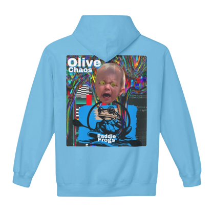 Olive Chaos - Fleece Hoodie by Paddle Frogs - Stone Blue