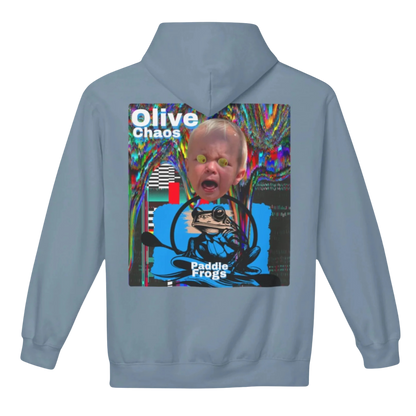 Olive Chaos - Fleece Hoodie by Paddle Frogs - Stone Blue