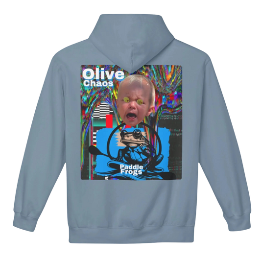 Olive Chaos - Fleece Hoodie by Paddle Frogs - Stone Blue