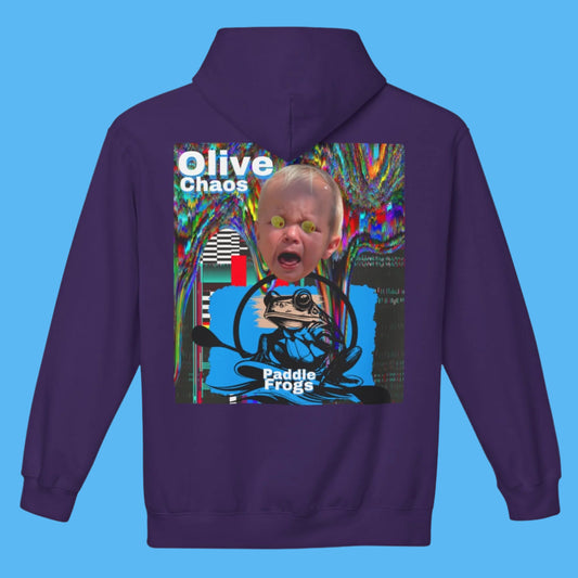 Olive Chaos Fleece Hoodie Jacket by Paddle Frogs in Purple