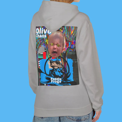 Olive Chaos Fleece Hoodie Jacket by Paddle Frogs with Pockets Color Concrete Grey