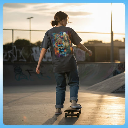 Olive Chaos Meets Sea Queen | Skate Tee - Faded Black skater girl